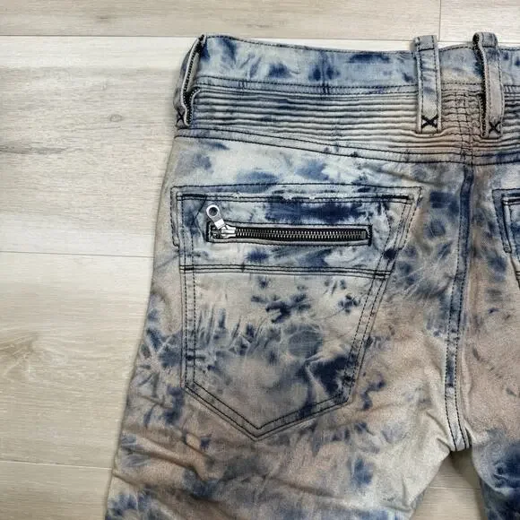 Rock Revival Moto Men's Daviday Jeans Acid Wash Blue - Size 30x32